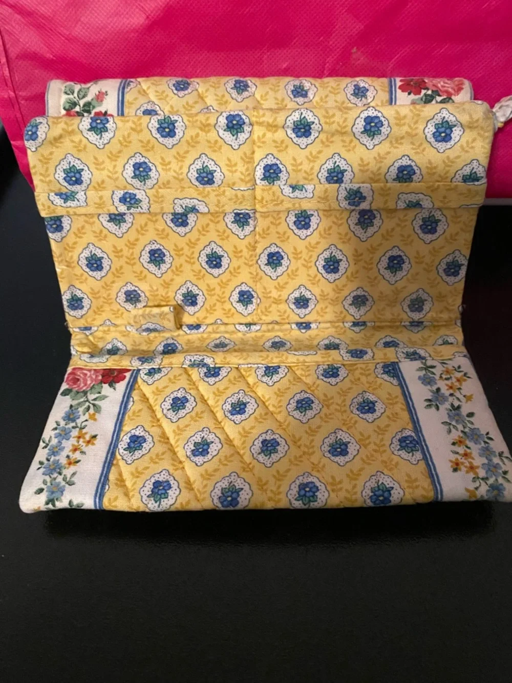 Vera Bradley Yellow Quilted Floral Tri-fold Wallet - Picture 4 of 8